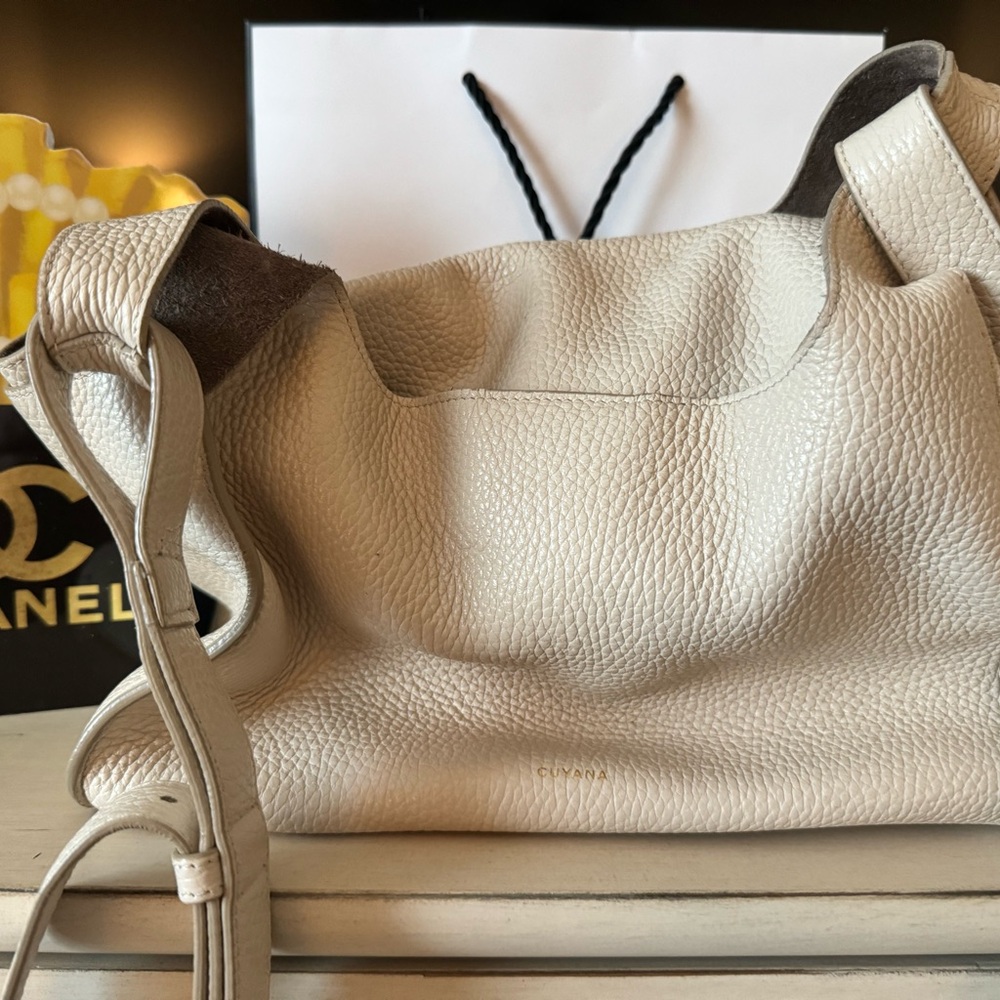 Cuyana Double Loop crossbody in ecru